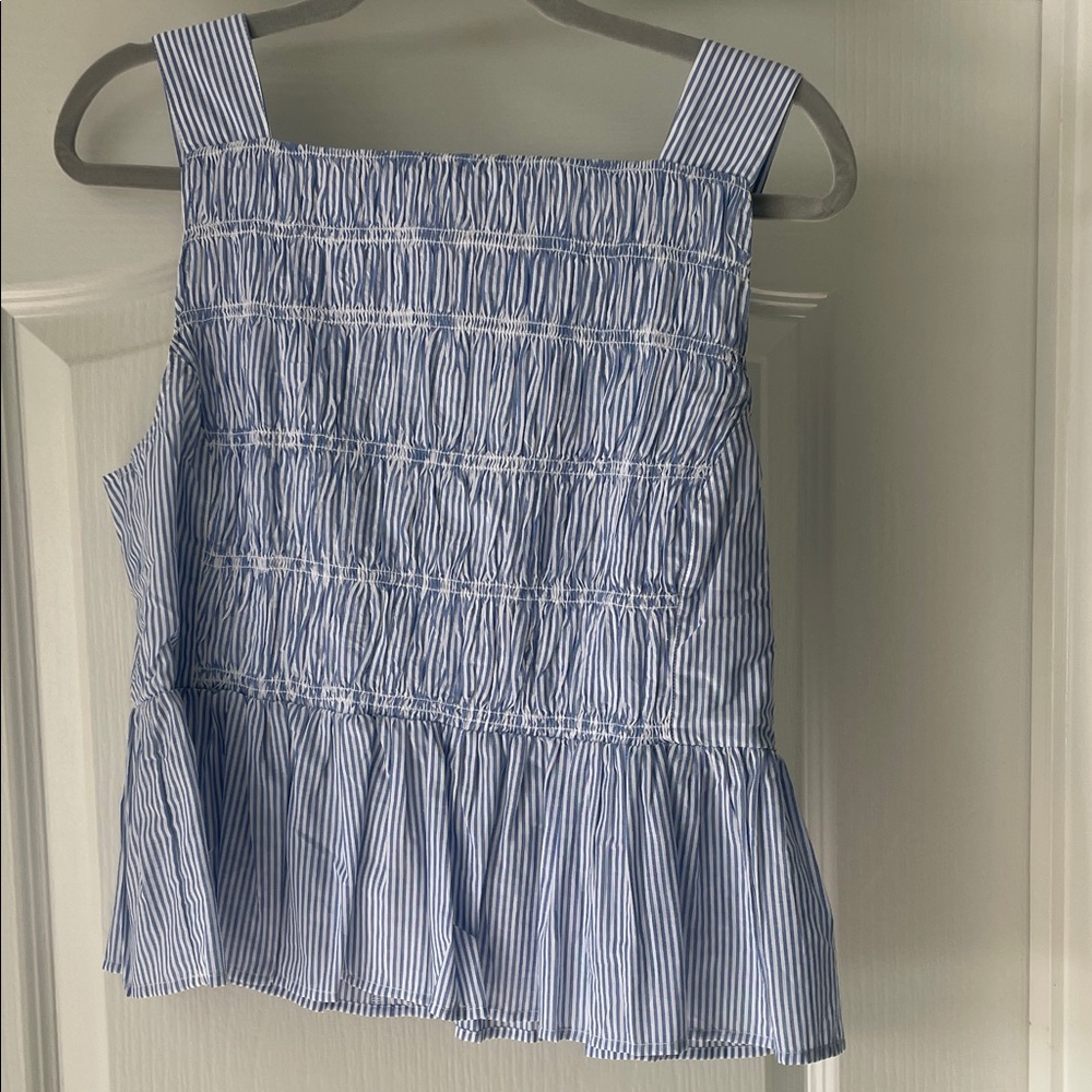 J Crew Blue Striped Sleeveless Top